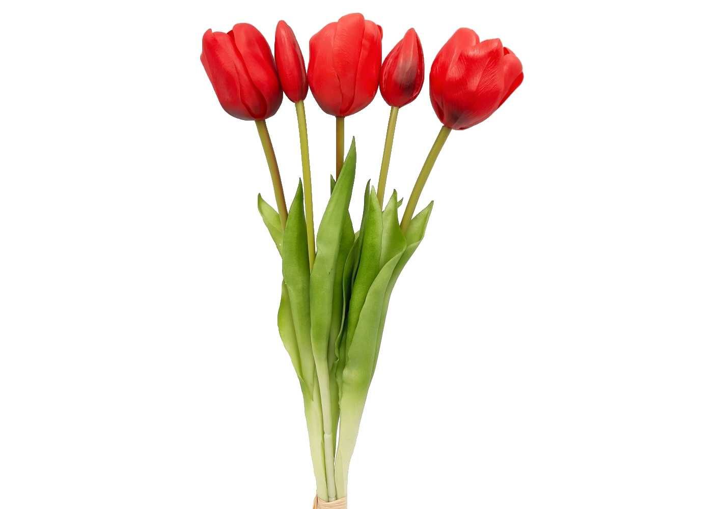 Tulipan sztuczny tulipany silikonowe bukiet 5 sztuk CZERWONE 44cm