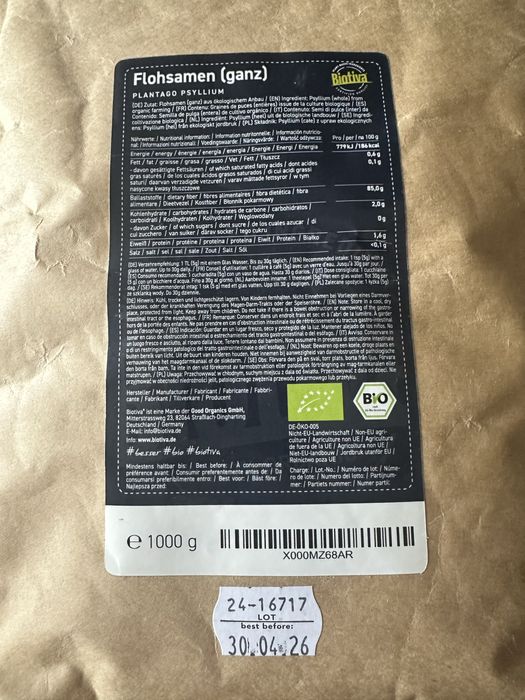 Sementes inteiras psyllium 1kg