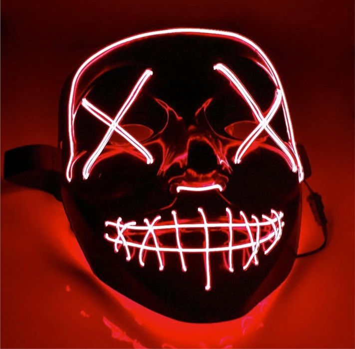 Maska Haloween Led czerwona nowa