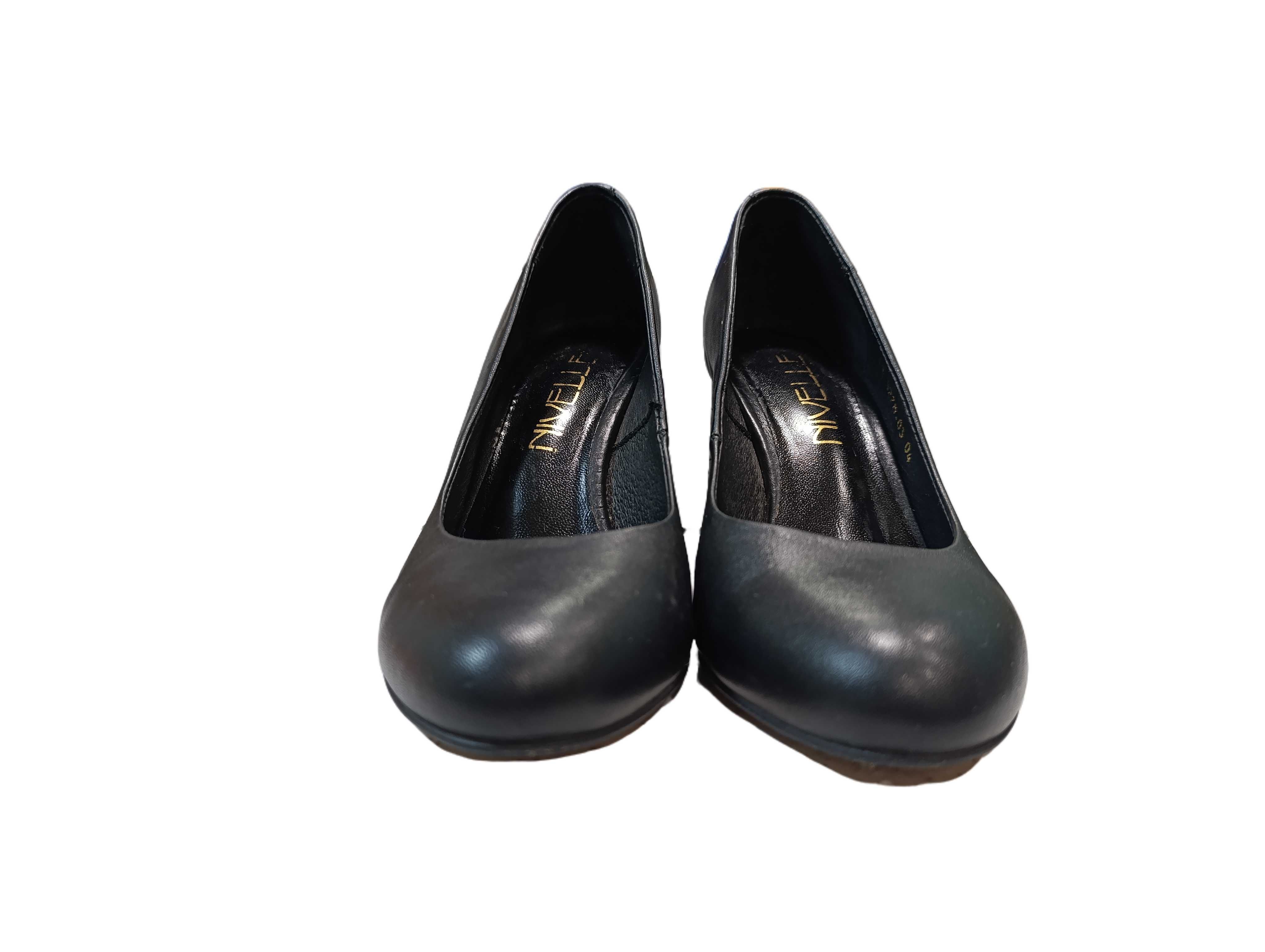 Жіночі туфлі шкіряні чорні Nivelle 36 з оригінальним каблуком