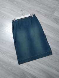 Dżinsowa spódnica midi spódnica jeansowa damska z rozcięciami M-L