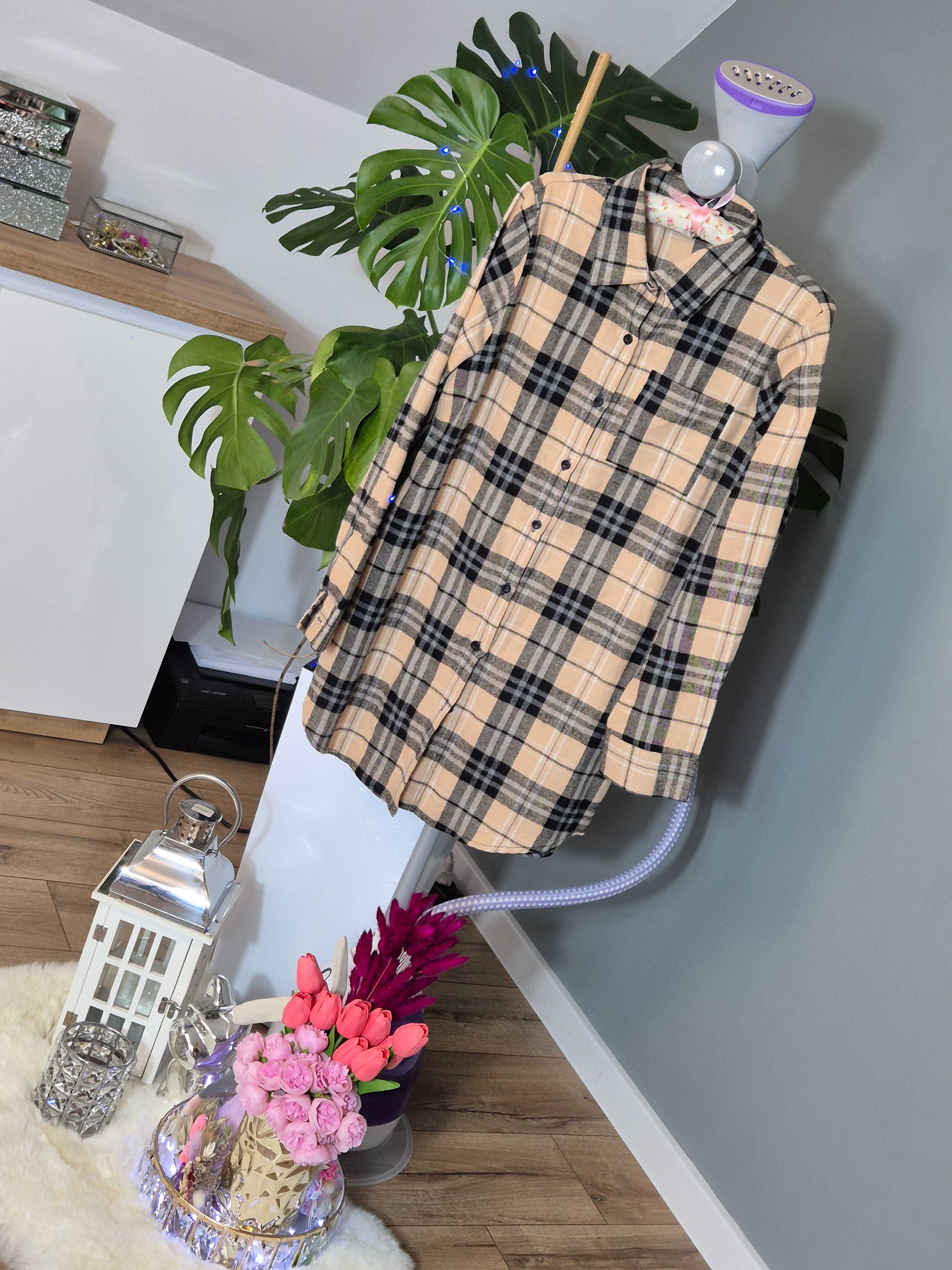 Długa koszula damska w krate Zara XL 42 oversize plus size sukienka