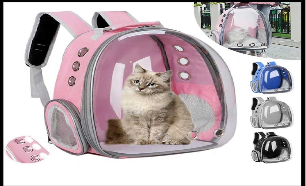 Mochila Transportadora Transparente para Gatos - 42x35x25cm
