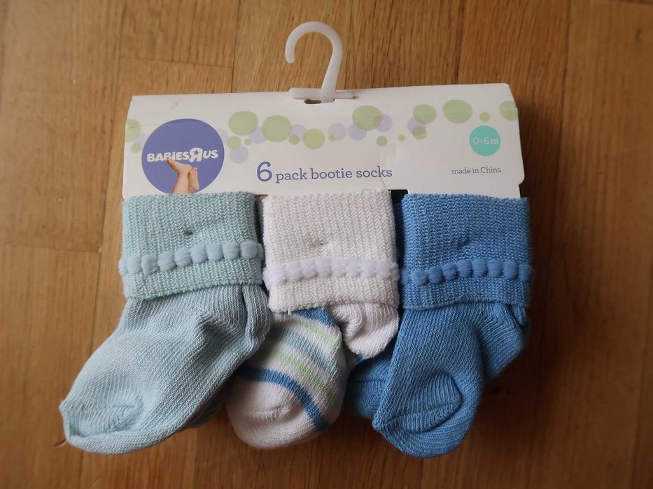 Skarpetki BabiesRus 6 par Niebiesko-białe wiek: 0-6 miesięcy
