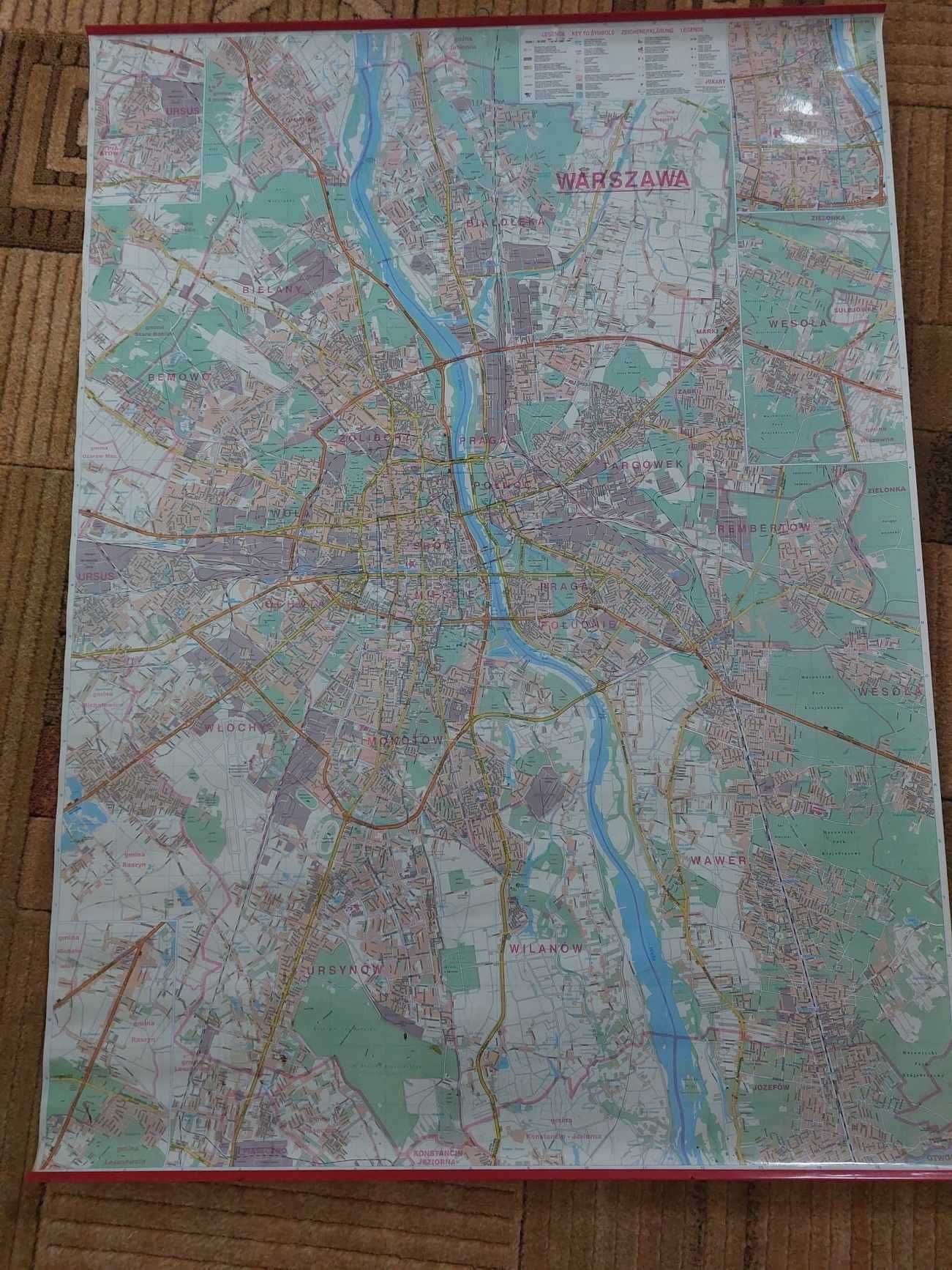 Ścienna Mapa Warszawy 120cm x 87 cm Wydanie 6