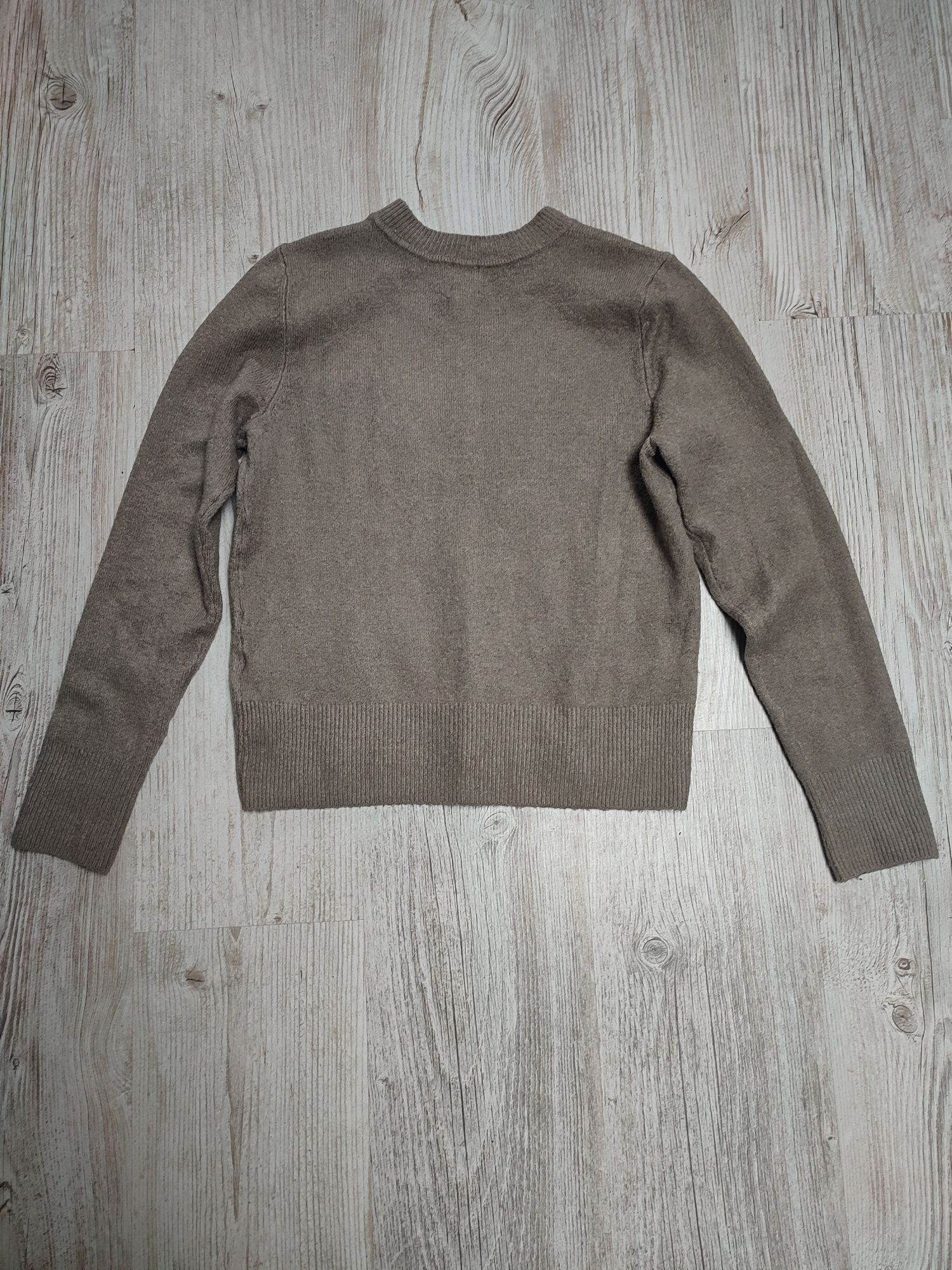 H&M S 36 sweter damski krótki crop top sweterek złoto guziki wełna