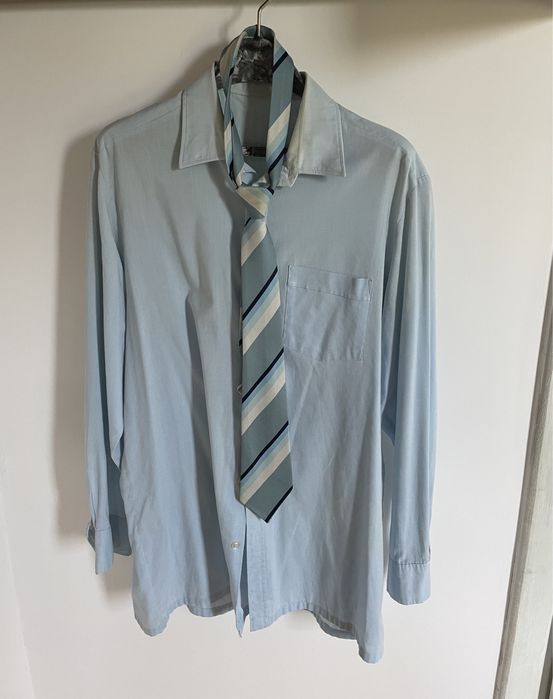 Koszula z PRL z krawatem w komplecie na wzrost 182 cm