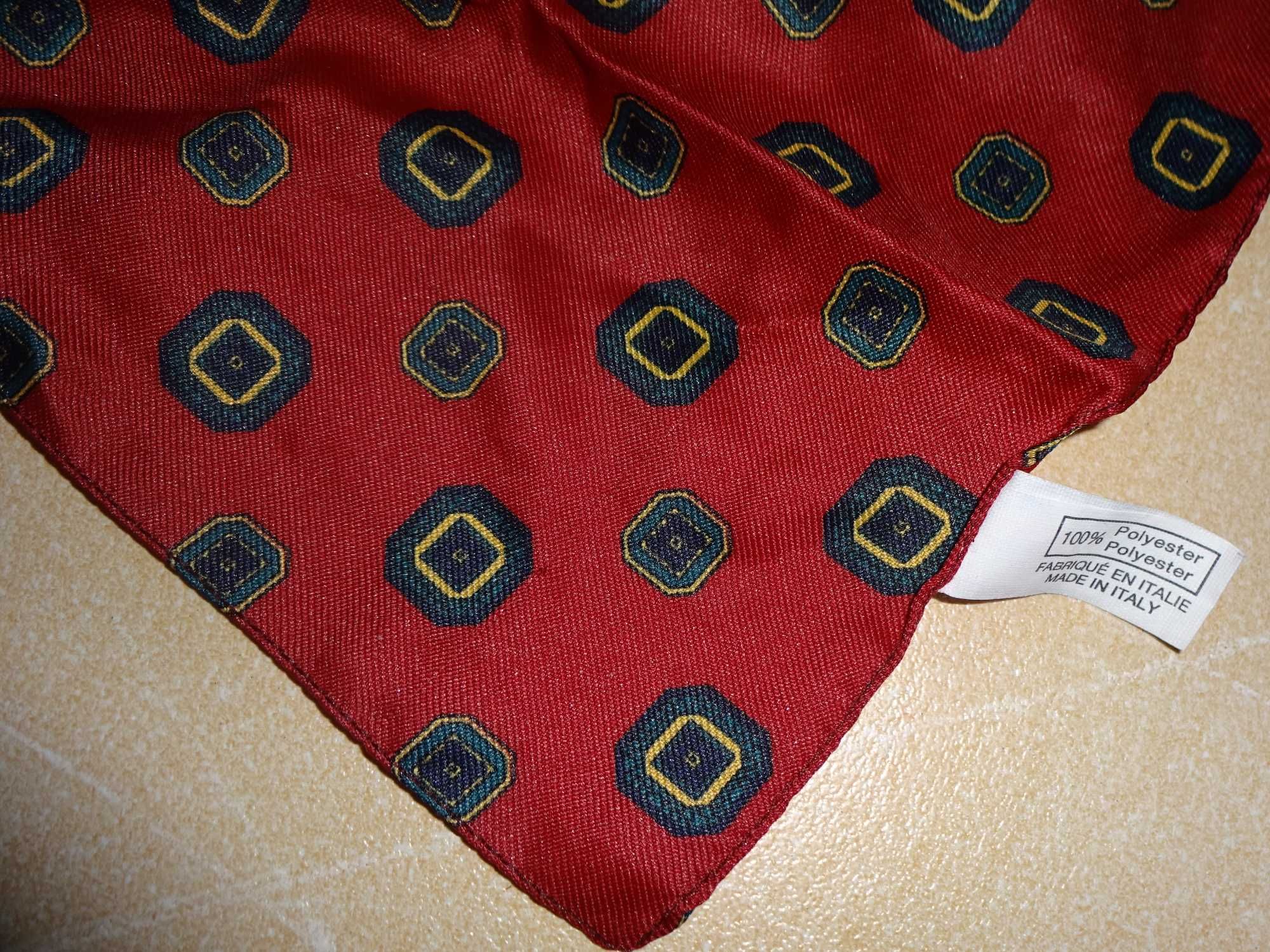 made in Italy elegancki cieńki bordowy szal szalik fular plastron