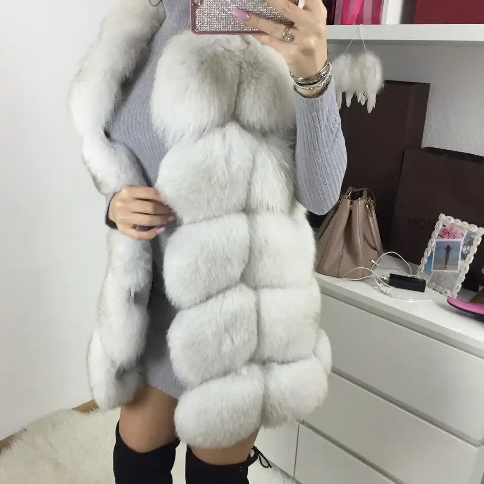 Kontantto kamizelka z naturalnego futra lisa xs-7xl