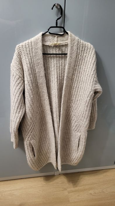 Sweter gruby kardigan Esprit damski beżowy