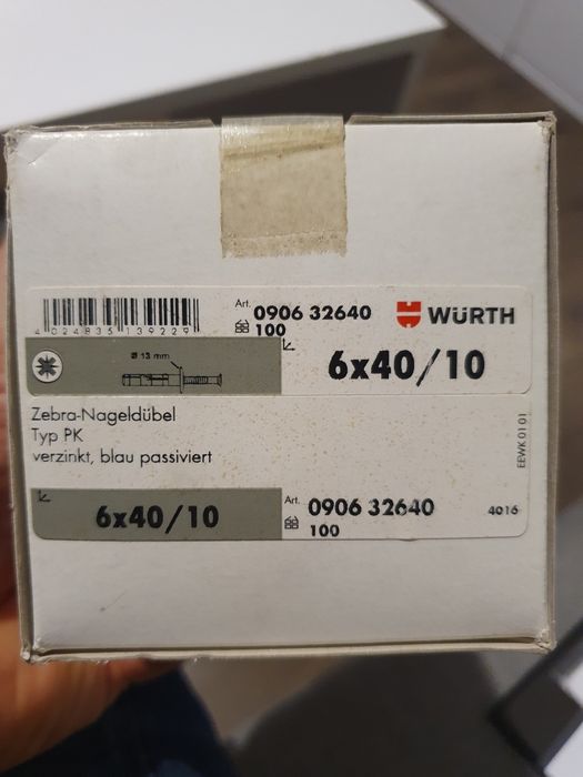 Kołki montażowe Würth 6x40mm 100sztuk