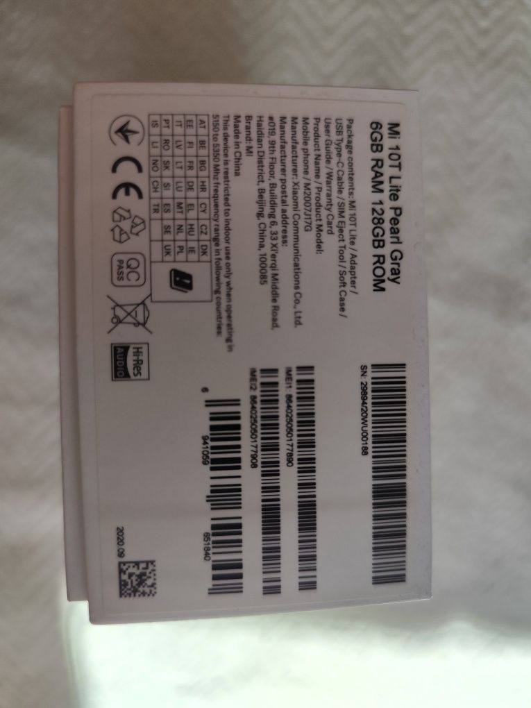 Xiaomi Mi 10T Lite 5G 6/128GB Pearl Grey