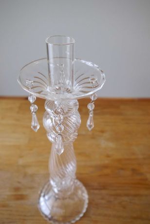 Nowy świecznik glamour szklany kryształki wyprzedaż - 50%