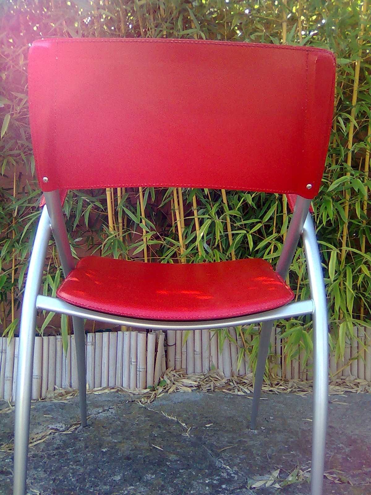 Calligaris Chair unikat krzesło Atomic włoskie czerwone skóra metal