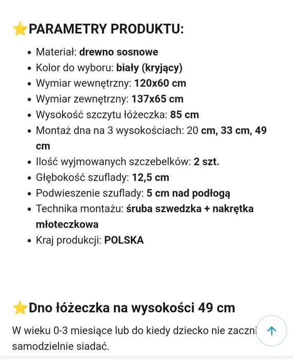 Łóżeczko białe 160x80cm