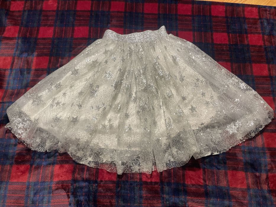 Фатинова срібна  спідничка з глітером