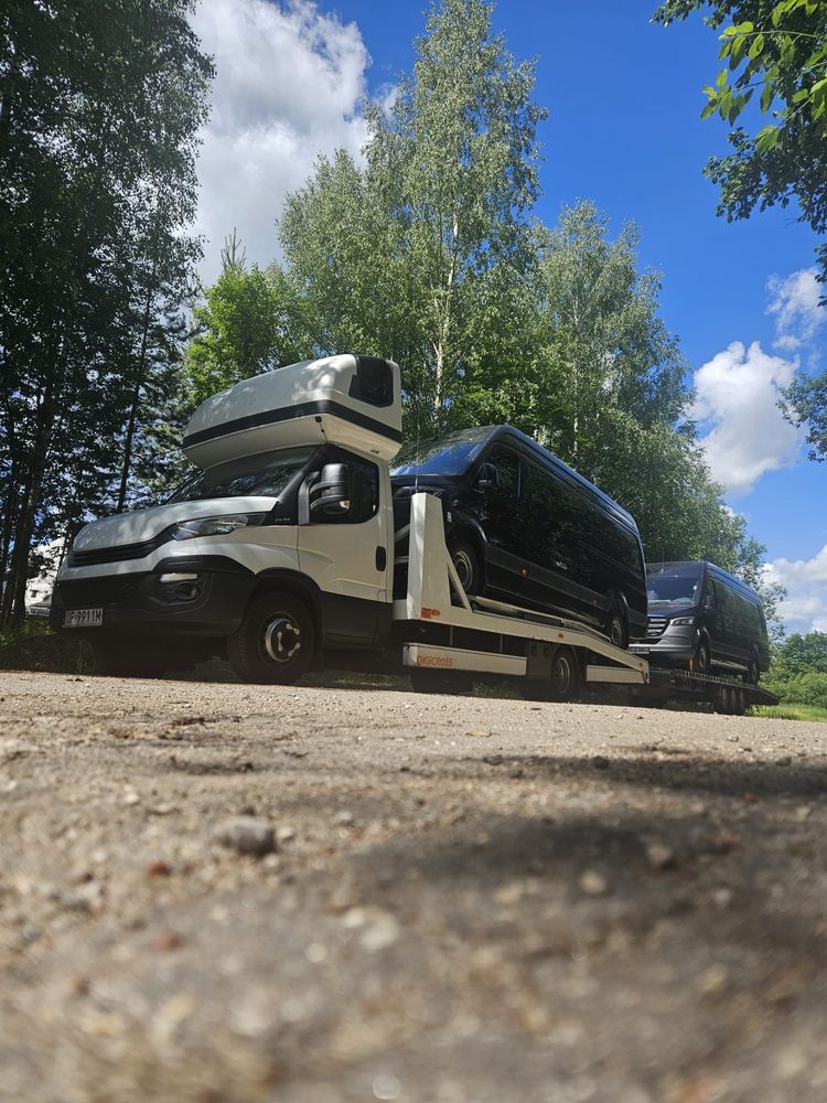 Transport samochodów aut z Niemiec Polska laweta Śląsk holowanie bus