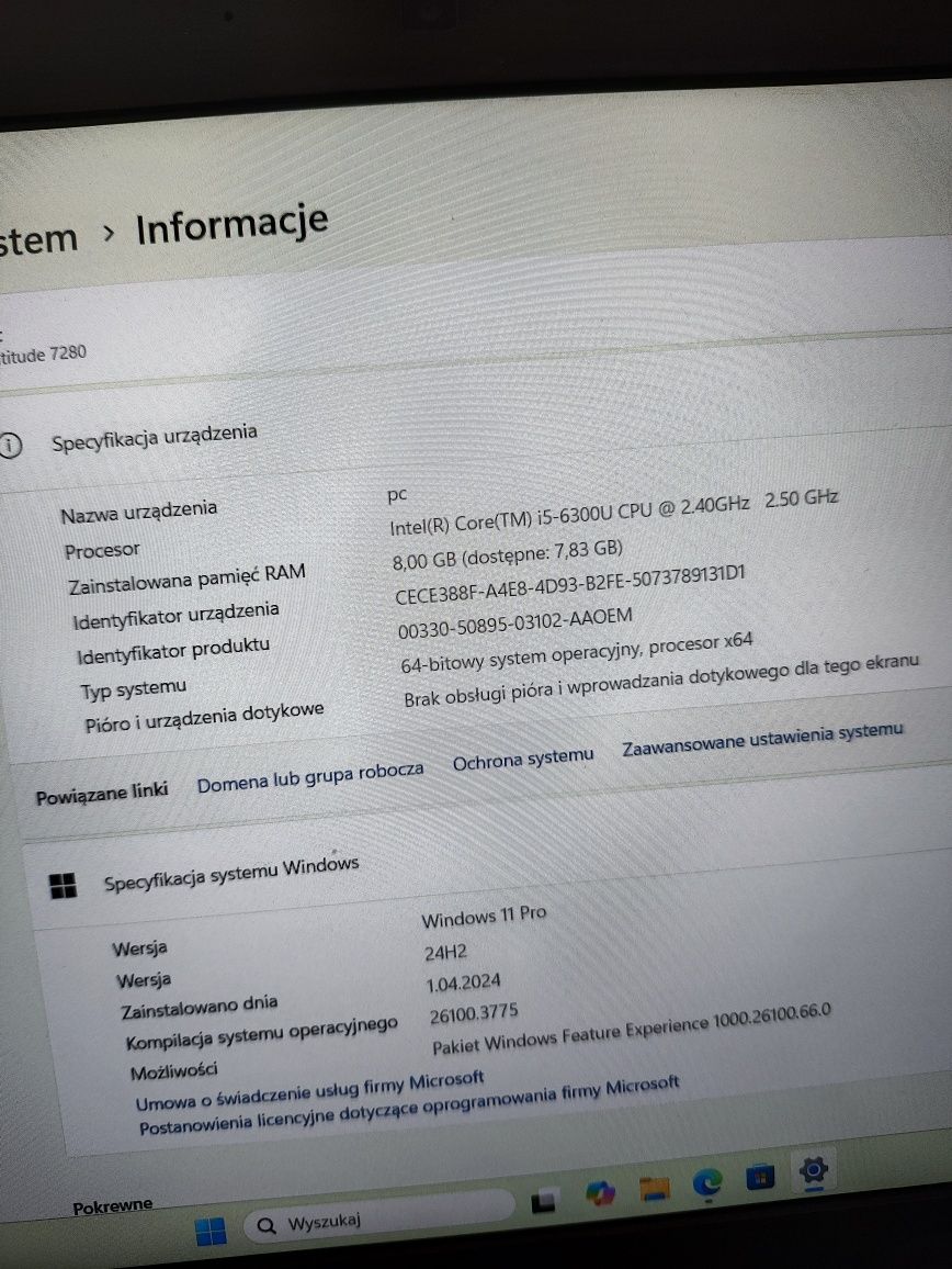 Dell Latitude 7280 ssd + torba