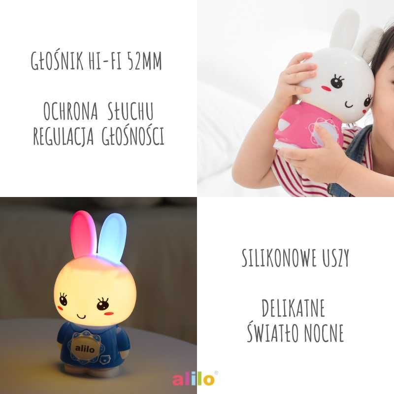 Króliczek Alilo Big Bunny G7C różowy dla dzieci interaktywny królik