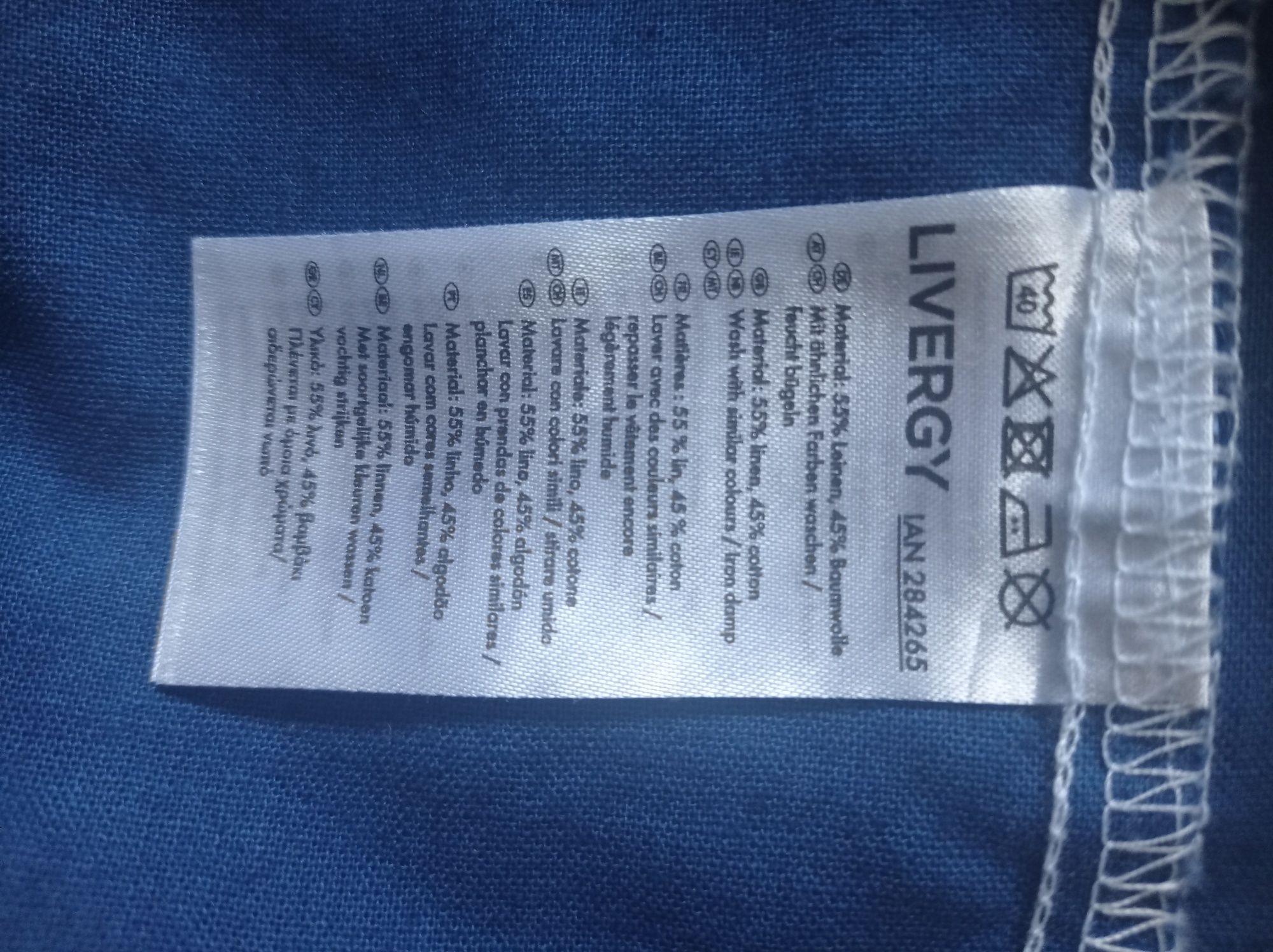 Lniana koszula męska niebieska gładka Livergy