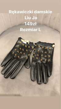 Rękawiczki Liu Jo czarne złote ćwieki