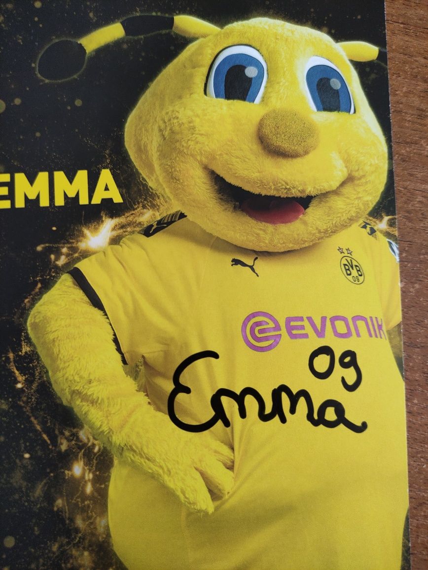 Autograf, podpis Maskotka Emma Borussia Dortmund BVB 09 Piłka Nożna