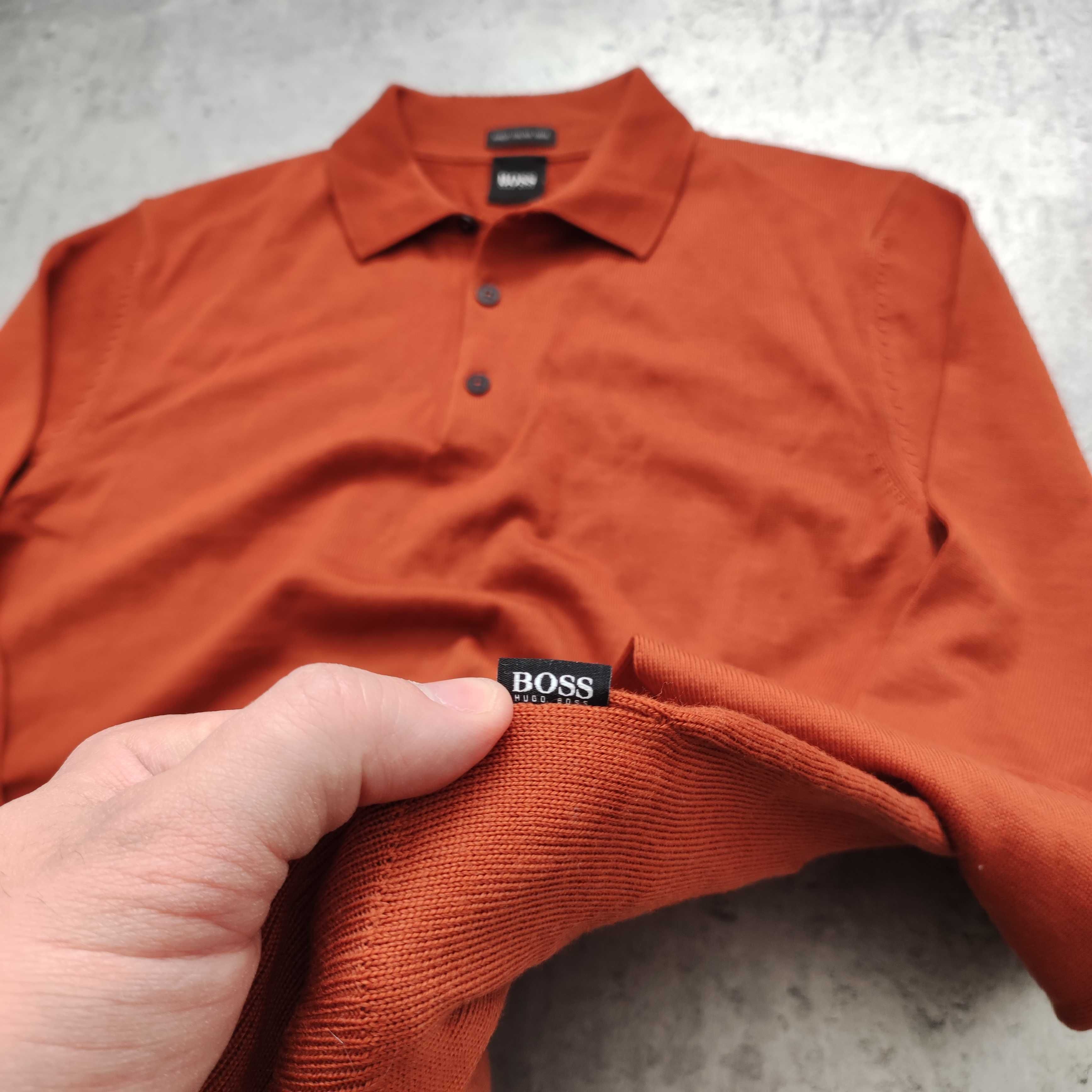 MĘSKI Elegancki Sweter Koszulka Polo Hugo Boss WEŁNA Premium Małe Logo