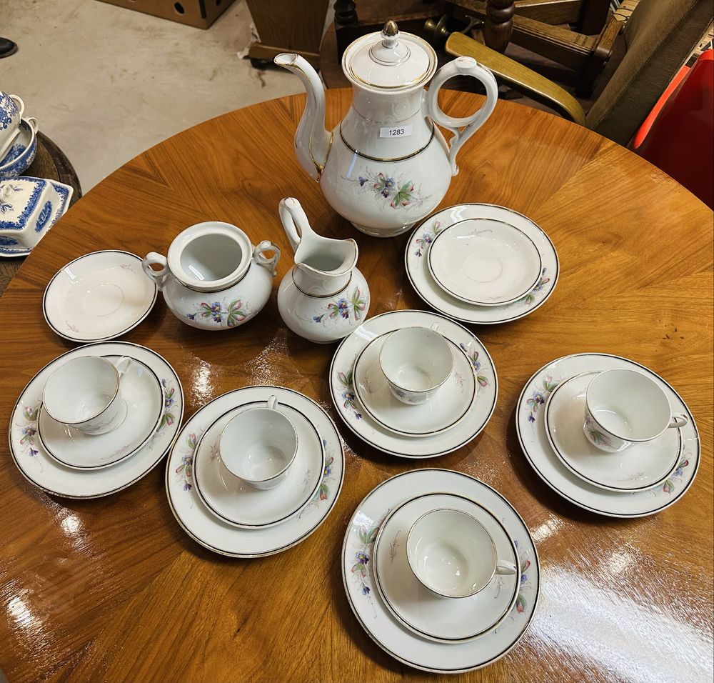 Antyk serwis porcelanowy KPM stary kwiaty zestaw kawa herbata 1283