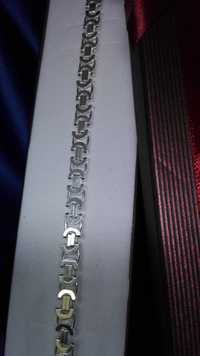 Srebrna bransoletka splot Królewski plaski, srebro 925 21,5 cm