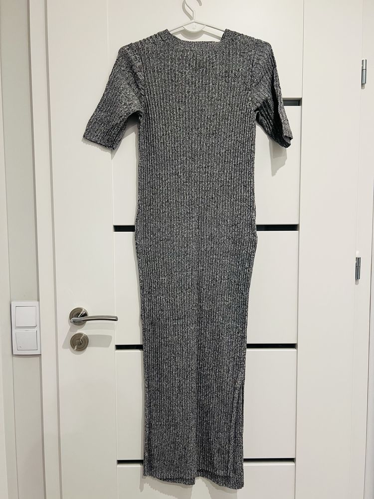 Długa ciepła szara sukienka maxi H&M rozmiar S