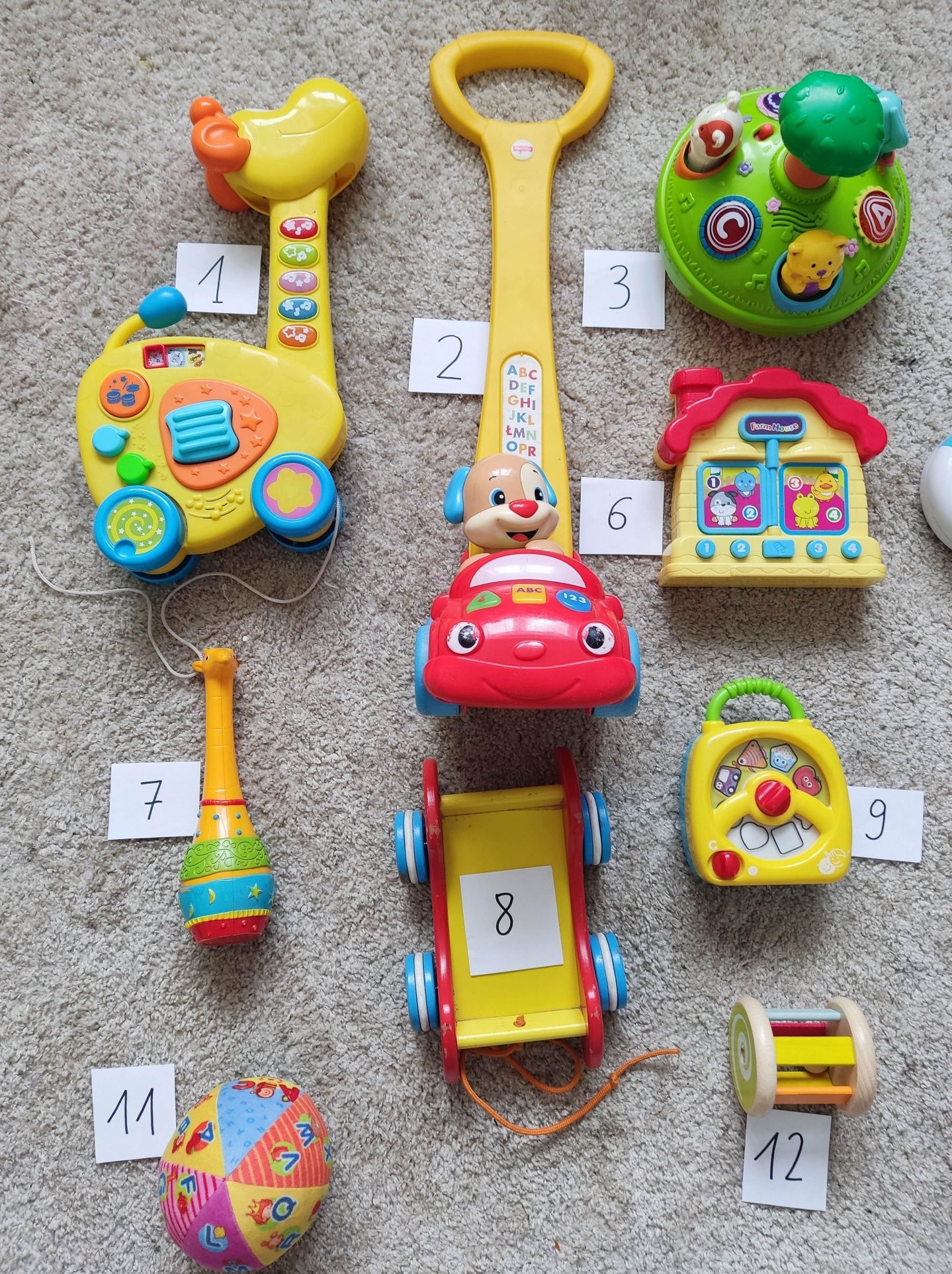 Autko, domek, gitara, drewniane Fisher Price szczeniaczek od 5 zł