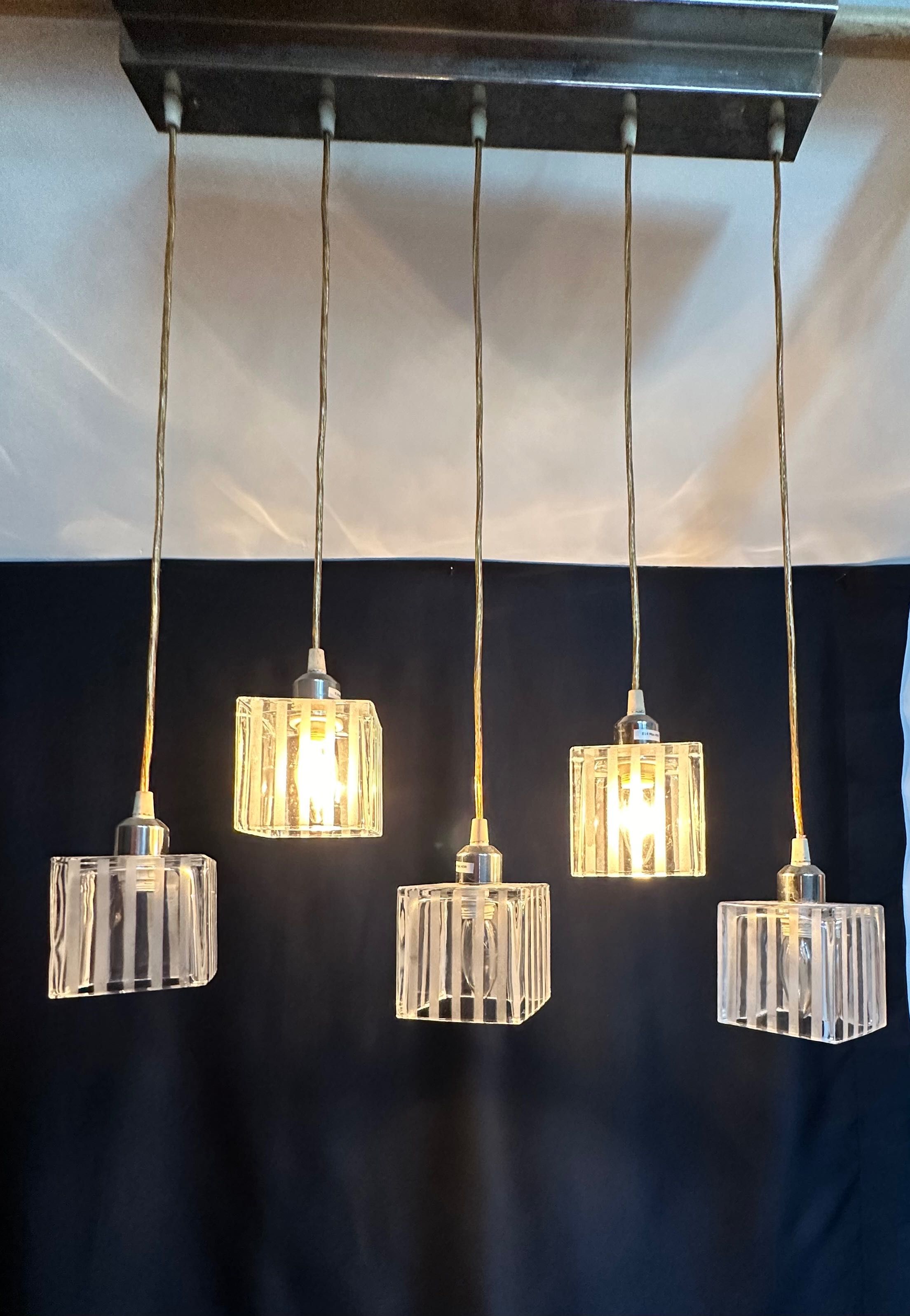 IKEA Villbo lampa wisząca Vintage szklana 5 zwisów
