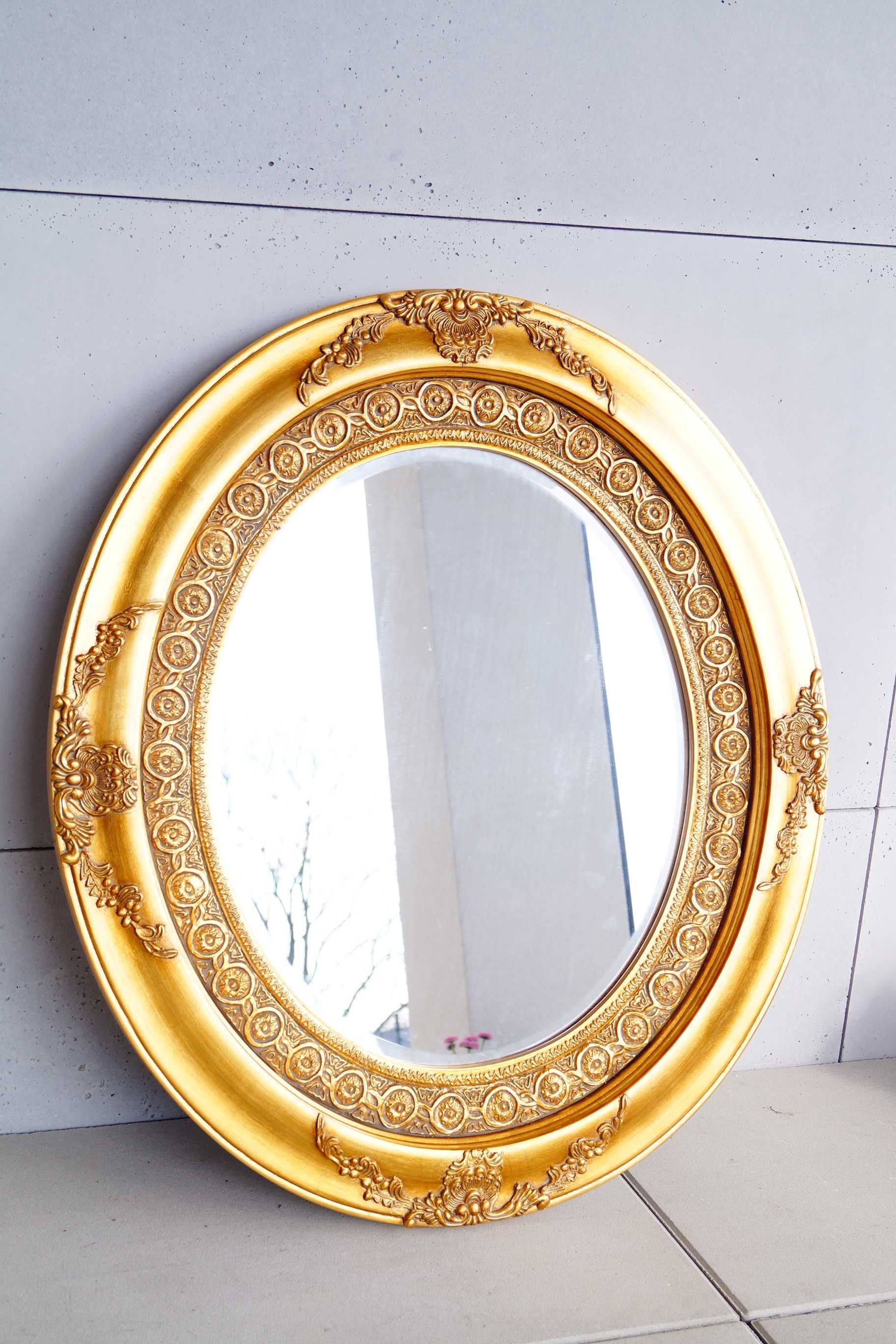 Ładne barokowe lustro złota rama fazowane OWALNE UNIKAT