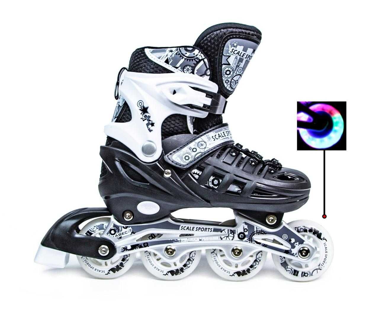 Детские ролики Scale Sports раздвижные для мальчиков Чёрный р. 34-37