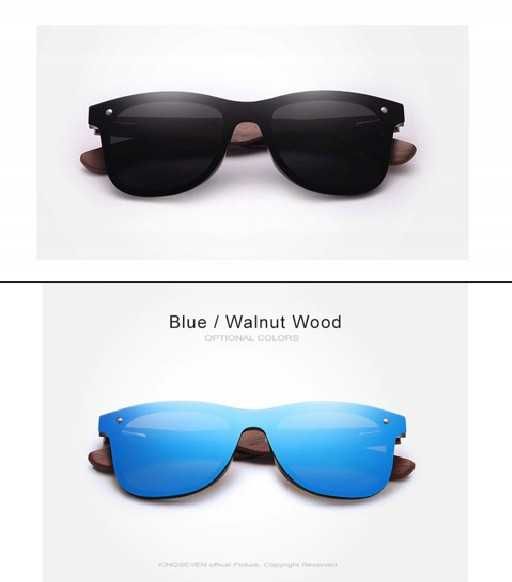 Nowe Okulary Przeciwsłoneczne Kingseven drewniane UV400 różne kolory