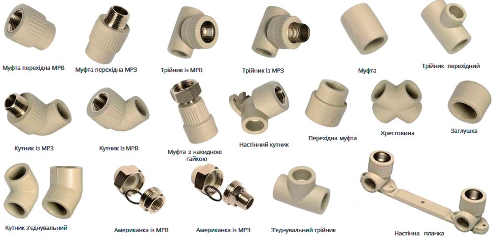 Труба поліпропіленова для пайки, муфти для пайки, фітінги,утеплювачі
