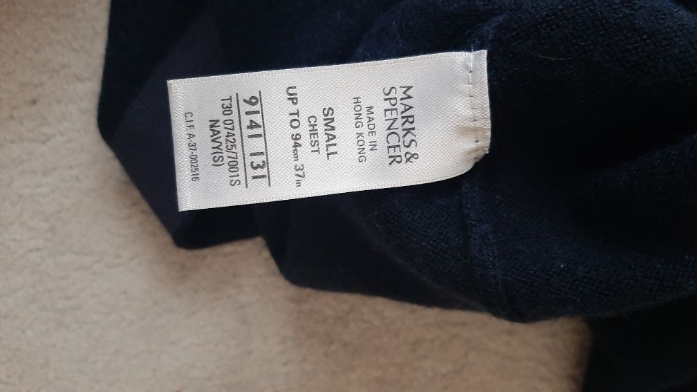 Sweter w serek v-neck welna merino merynos s Marks Spencer