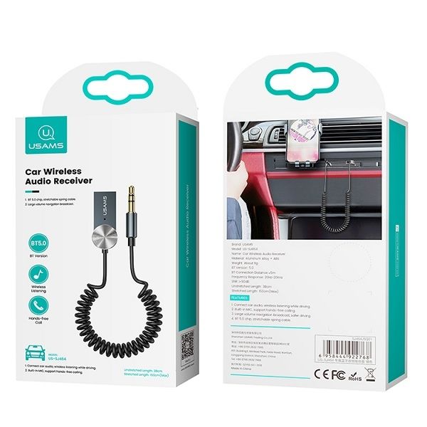 USAMS Adapter audio Bluetooth 5.0USB-AUX szary/tarnish SJ464JSQ0