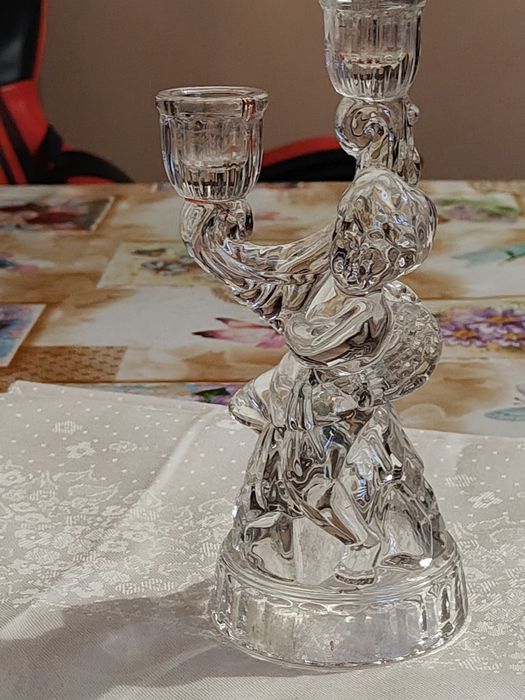 Świecznik szklany Art-deco