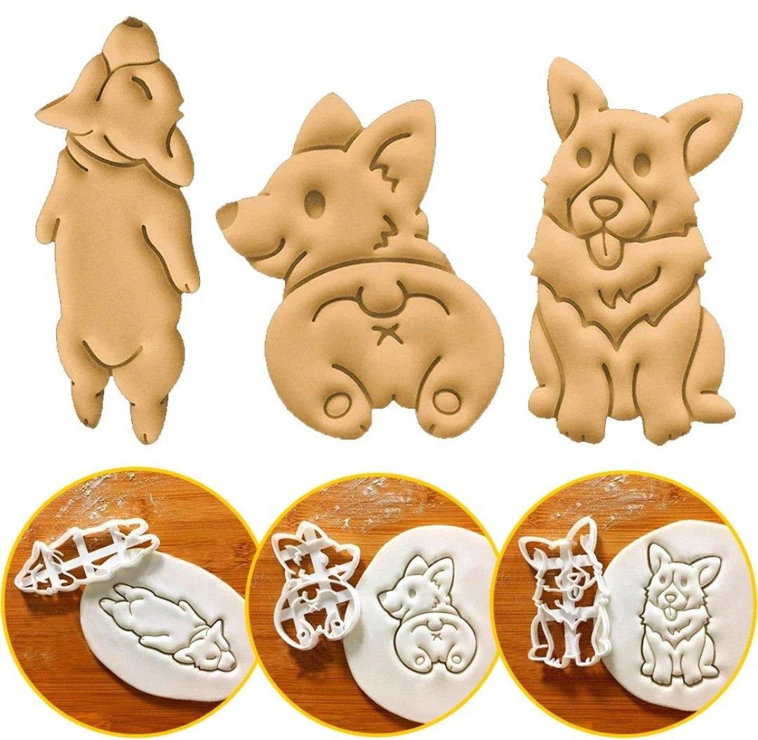 3 nowe duże foremki, wykrawacze ciastek Corgi 3D foremki do ciasteczek