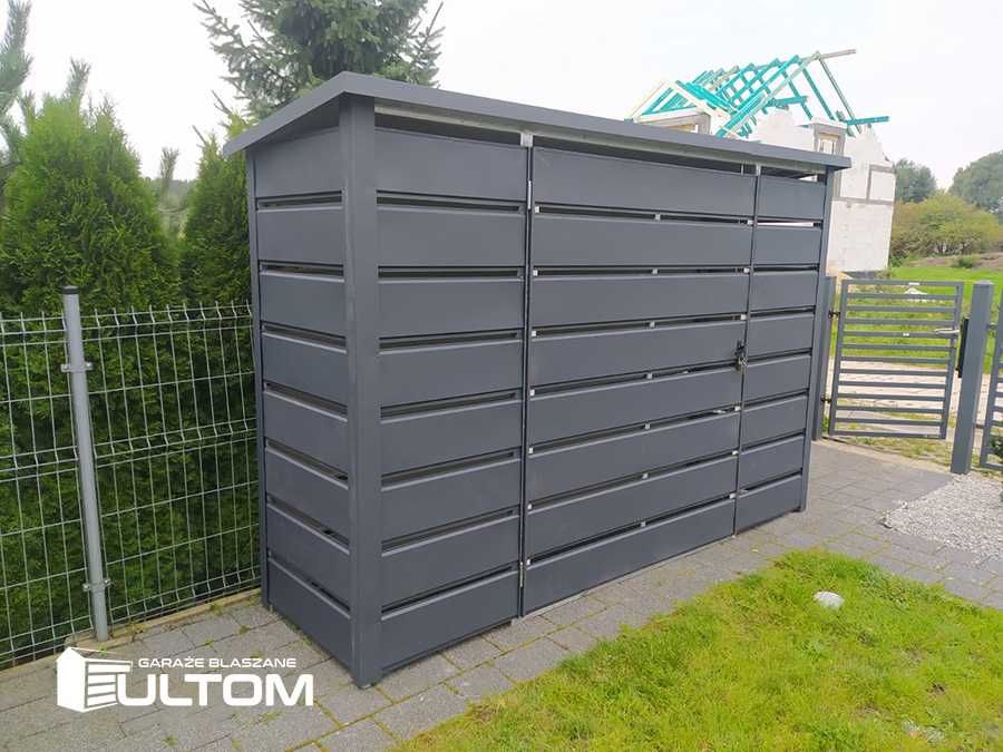 Wiata śmietnikowa blaszana, schowek na pojemniki na śmieci