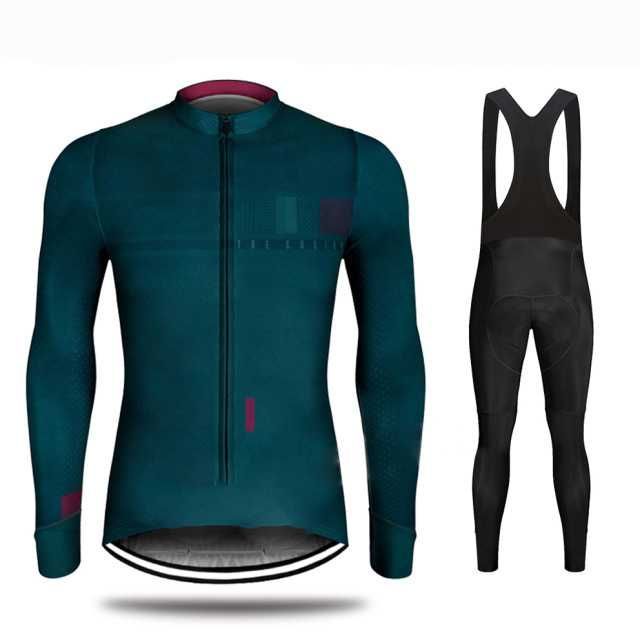 Ocieplany Strój rowerowy kolarski męski zielony jesień-zima S