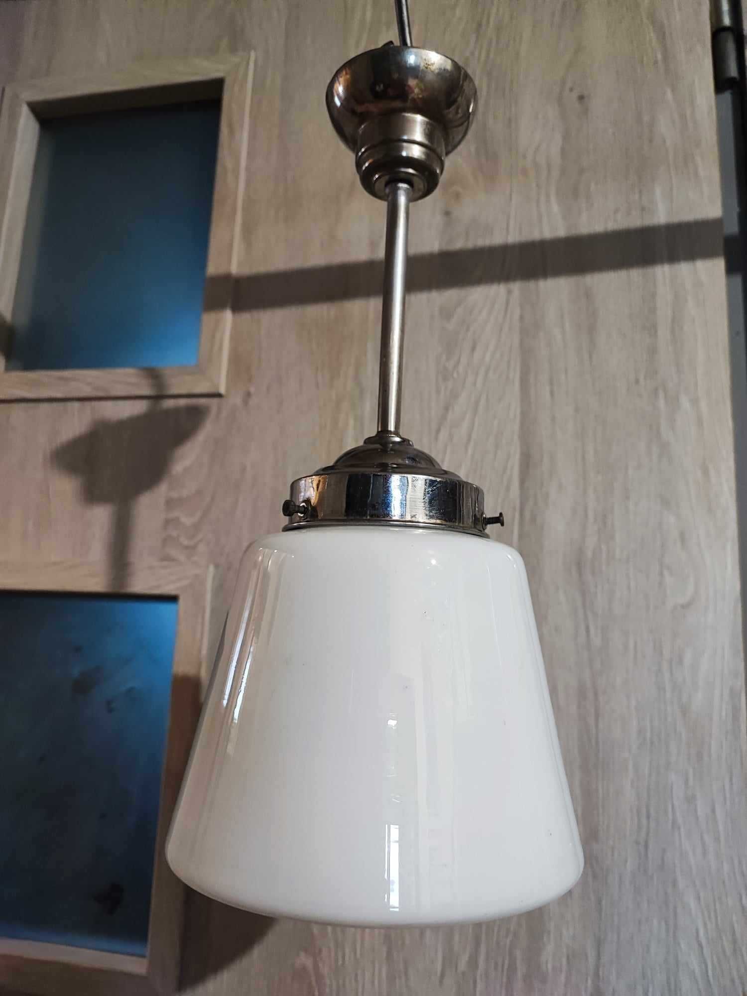 Lampa,plafon,mosiądz niklowany,art deco