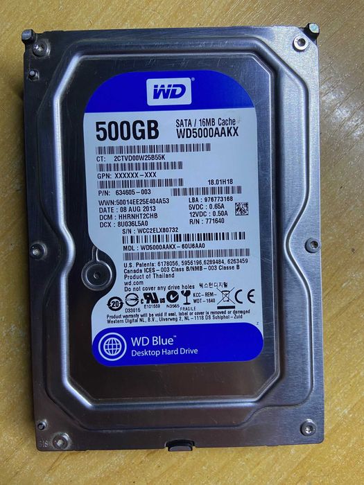 Жосткий диск  WD Blue 500Gb wd500aakx
