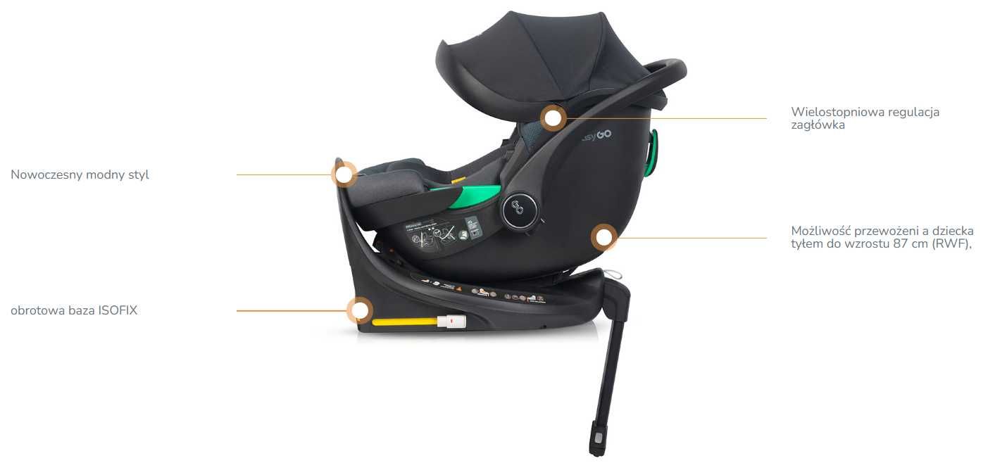 Fotelik Samochodowy NOSIDEŁKO OBROTOWY Isofix EasyGo Buz Pro I-Size