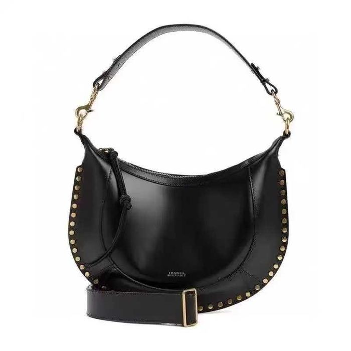 ISABEL MARANT – Bolsa Feminina de Couro com Logo e Tachas