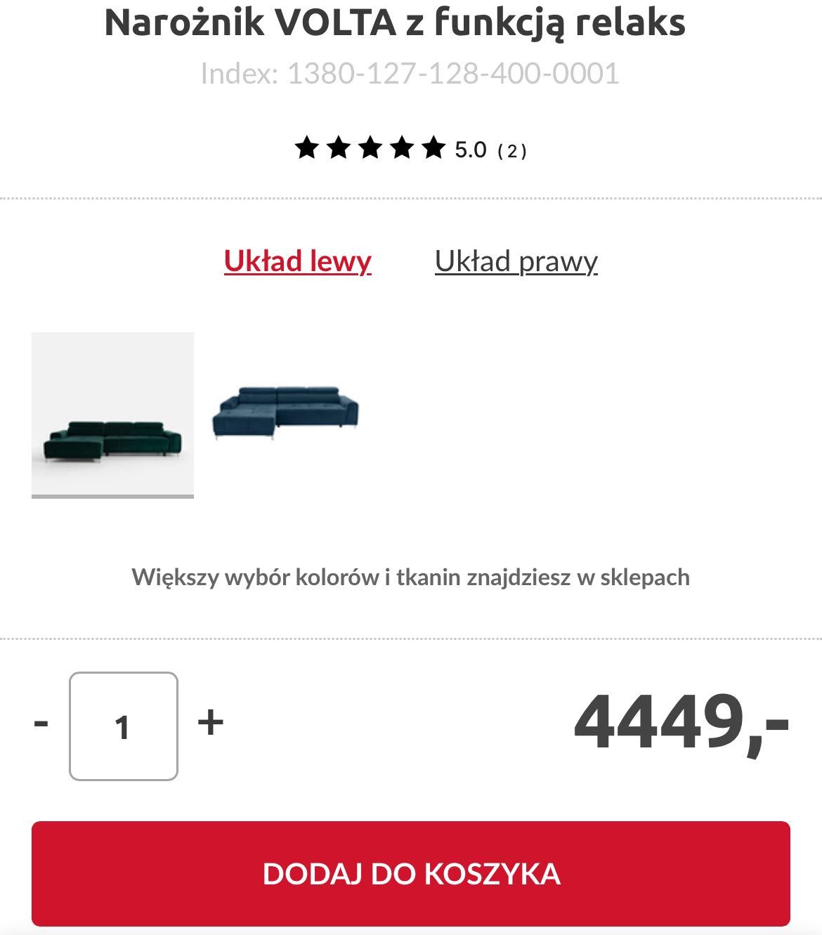 Narożnik Volta rozkładany