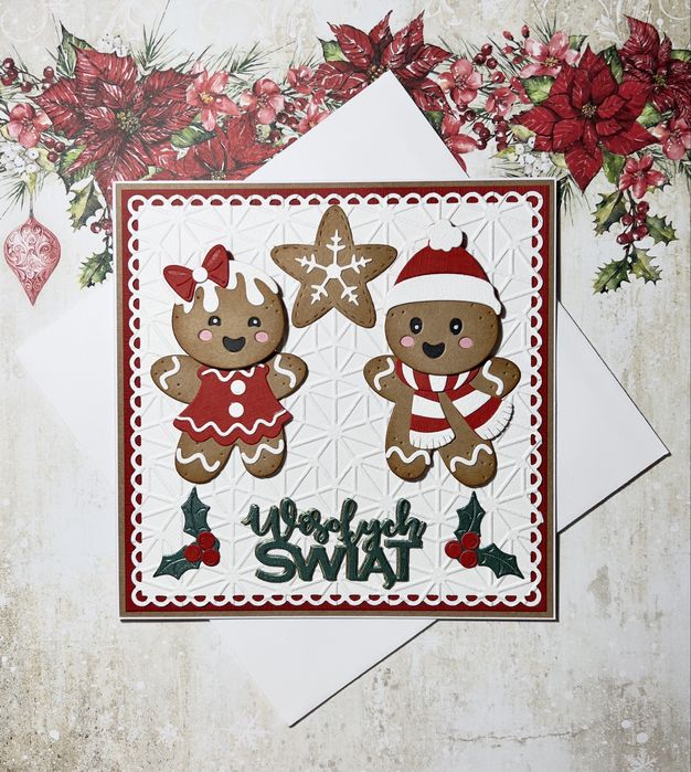 Kartka świąteczna handmade, Boże Narodzenie z kopertą ręcznie robiona
