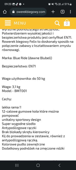 Sprzedam! Rowerek Biegowy