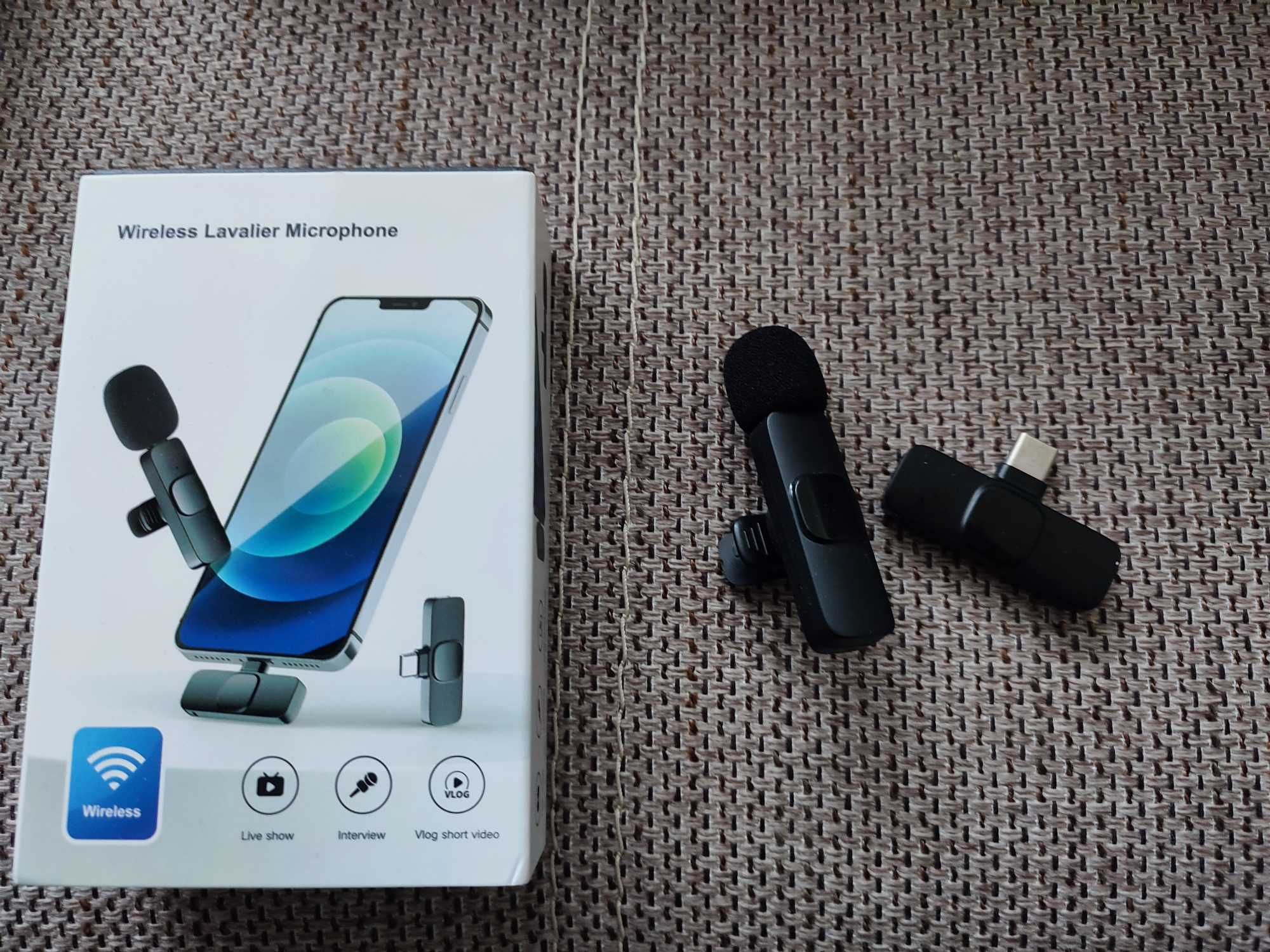 Bezprzewodowy MIKROFON krawatowy PRZYPINANY USB-C